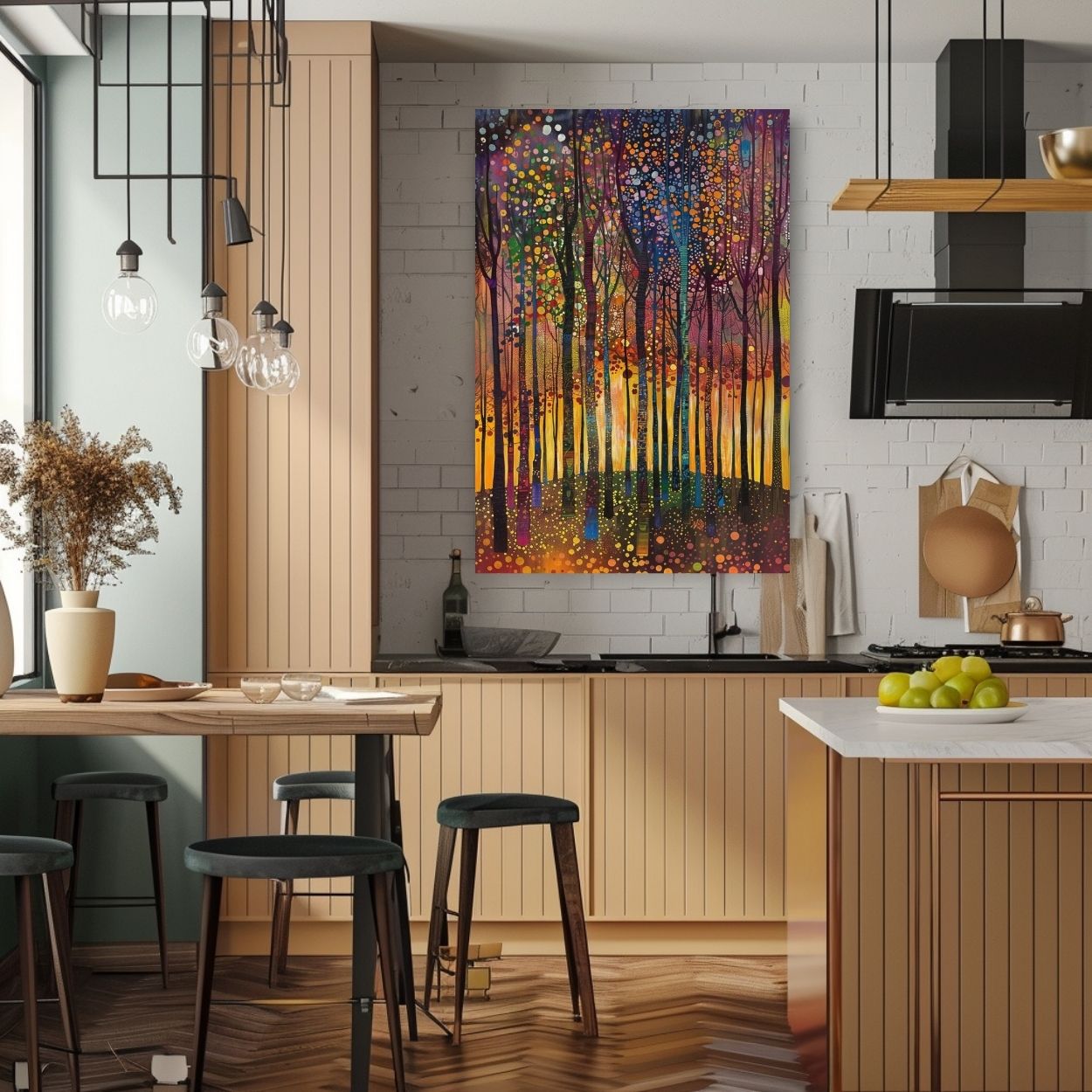 Sunset Forest Glow Circle Art Print