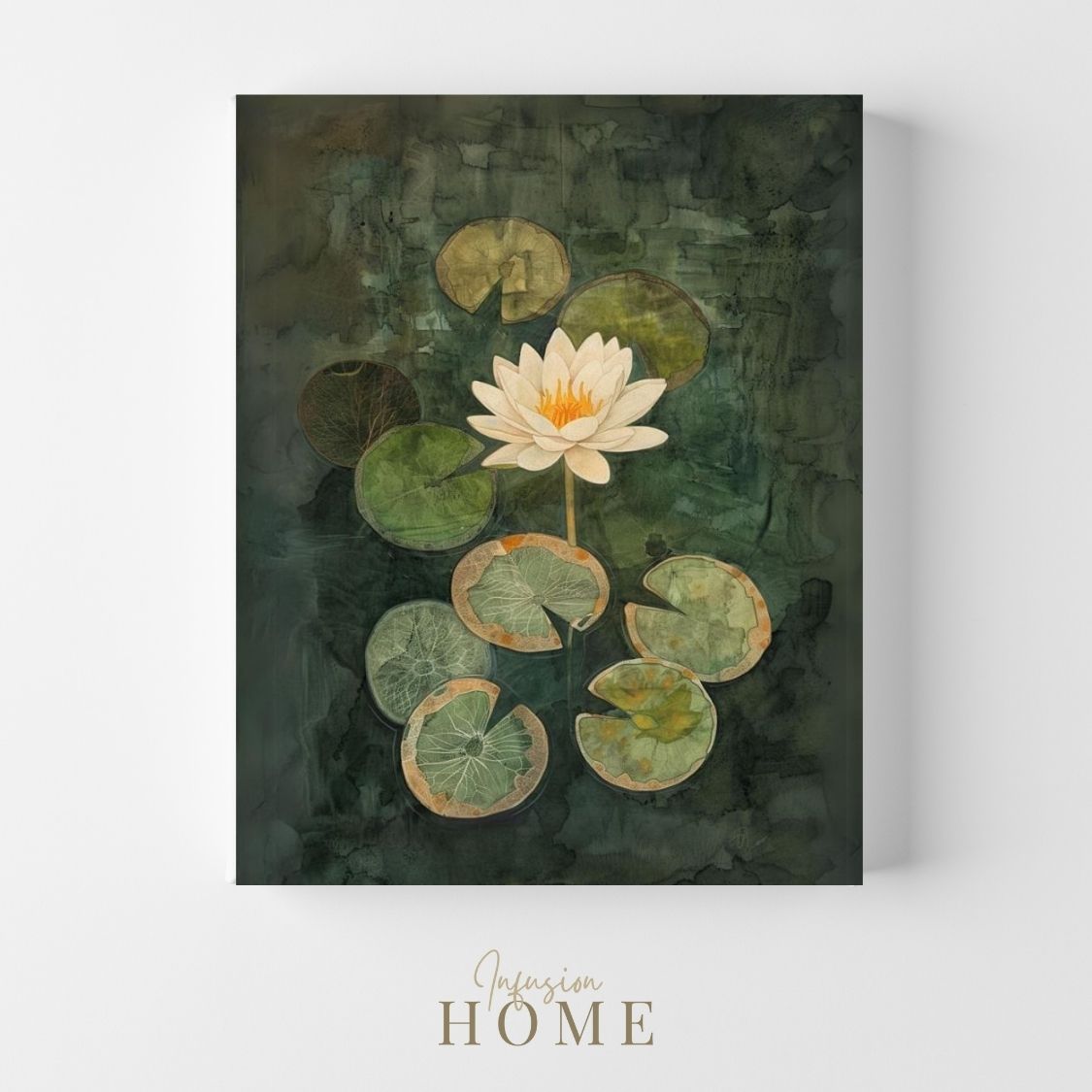 Mirrored Elegance - Water Lily Amidst Stillness - Infusion Home