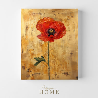 Canvas print wall art showing 'Poppy Poise - Elegance in Simplicity'