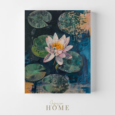 Canvas print wall art showing 'Tranquil Bloom - Water Lily Serenity'