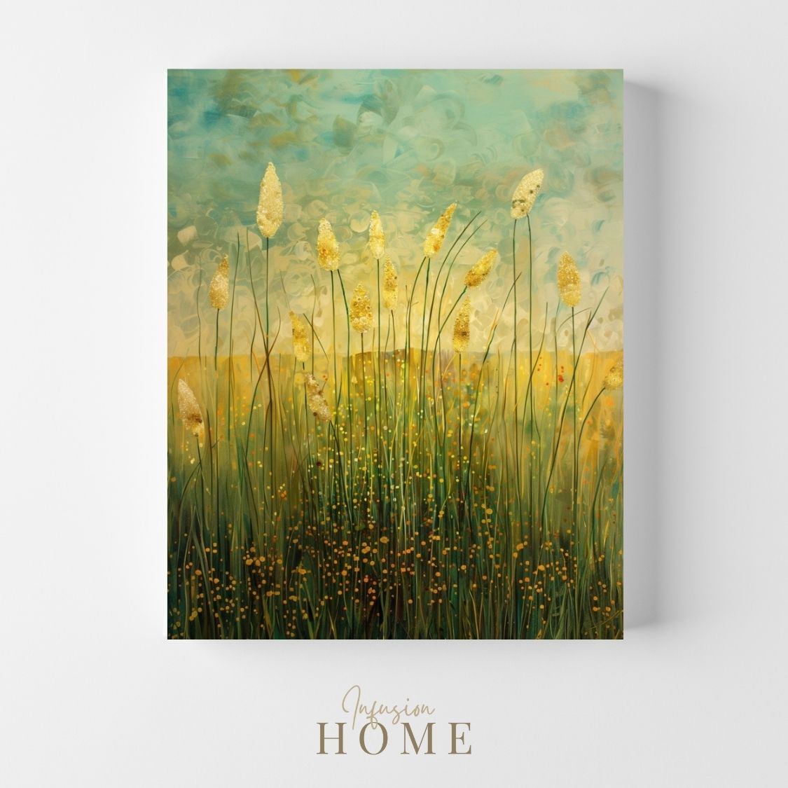 Canvas print wall art 'Silhouette Strokes - Cattails Against Artistic Skies'