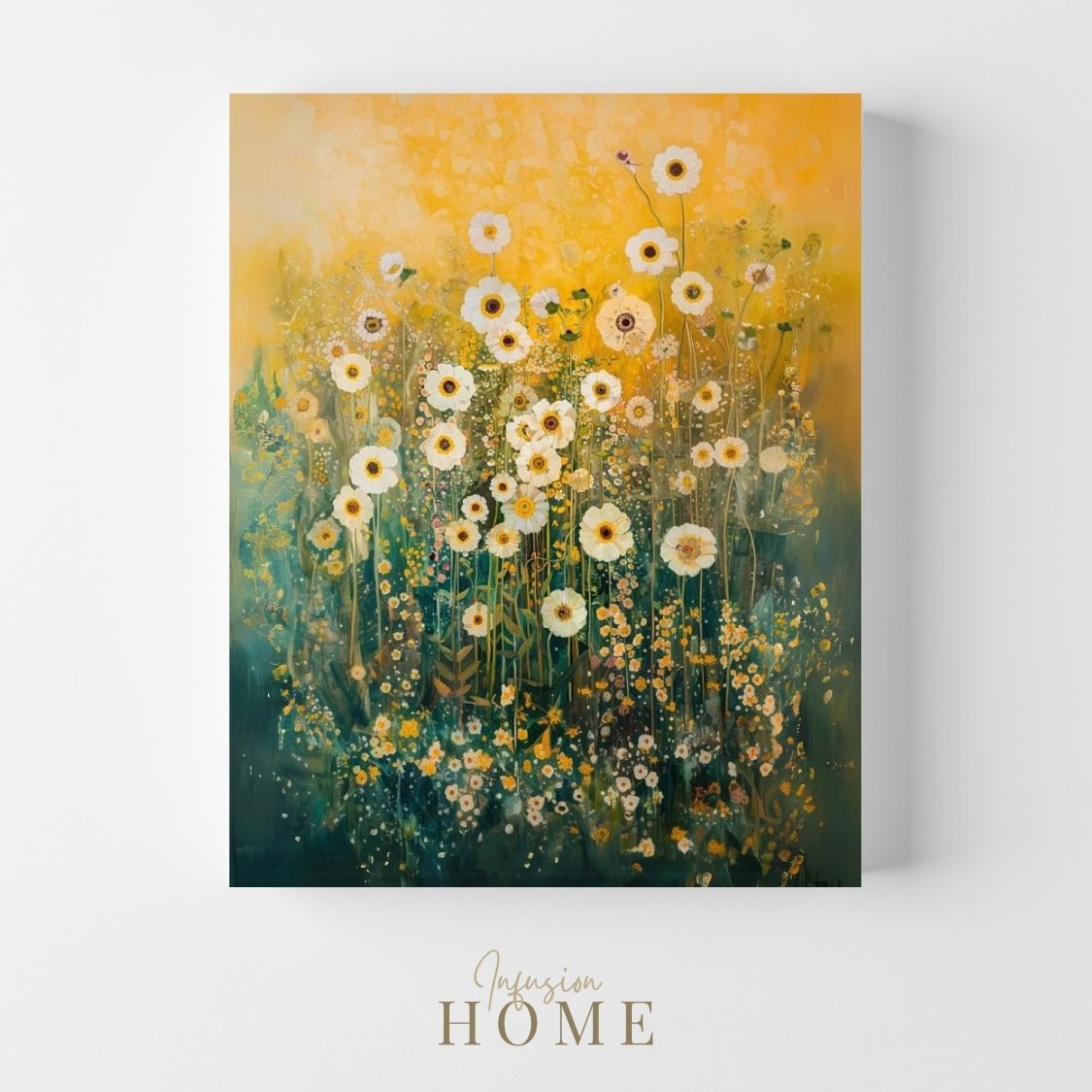 Canvas wall art print showing 'Ethereal Blooms - Light Wildflowers in Abstract Haze'