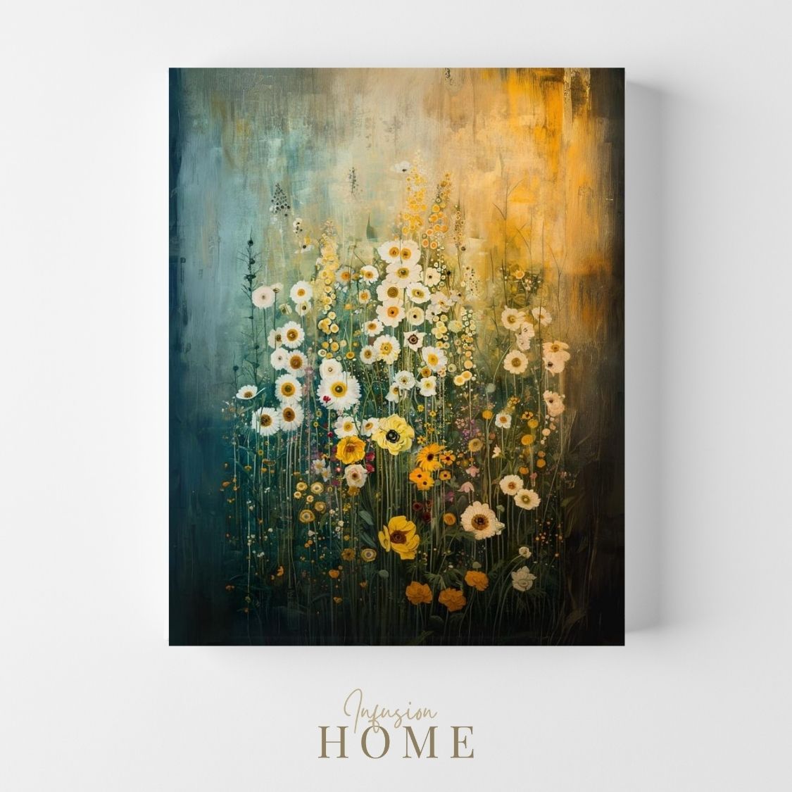 Canvas print wall art featuring 'Tranquil Nature - Serene Wildflowers in Matching Tones'