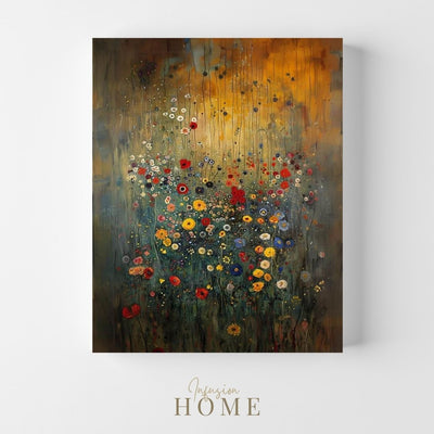 Canvas wall art print showing Vivid Wildflowers in Abstract Hues