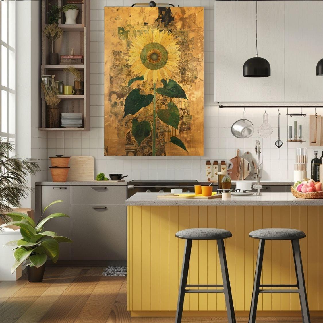 Golden Reverie - Sunflower in Abstract Harmony - Infusion Home