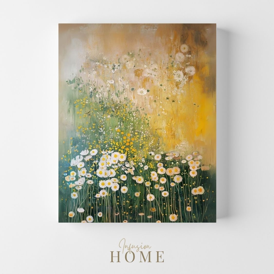 Canvas print wall art featuring 'Sunlit Serenity - White and Yellow Wildflowers in Soft Harmony'