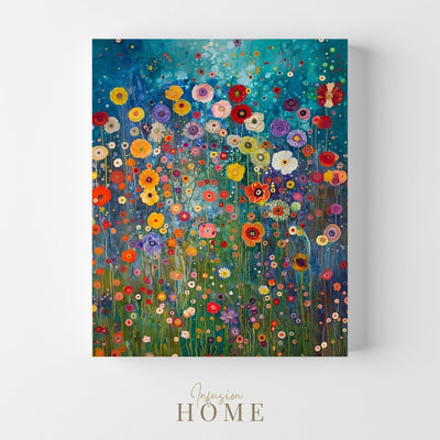 Canvas print wall art showing 'Natures Song - Wildflowers with a Soft Abstract Touch'