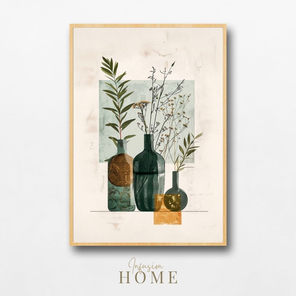 Poster wall art showing 'Abstract Botanical Simplicity – Minimal Boho Vase Art'