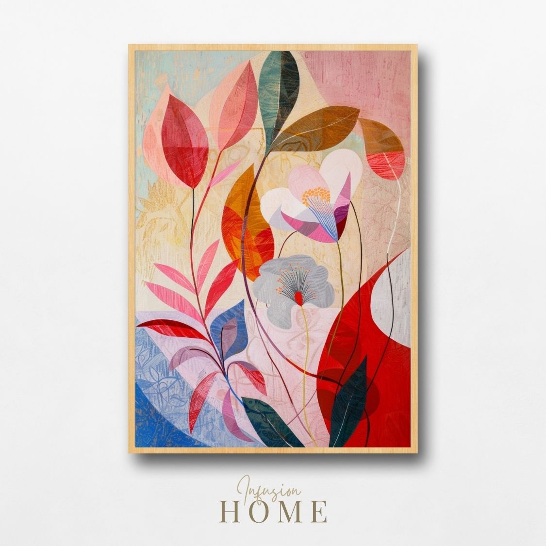 Blush Blossom – Pink Floral on Neutral Abstract - Infusion Home