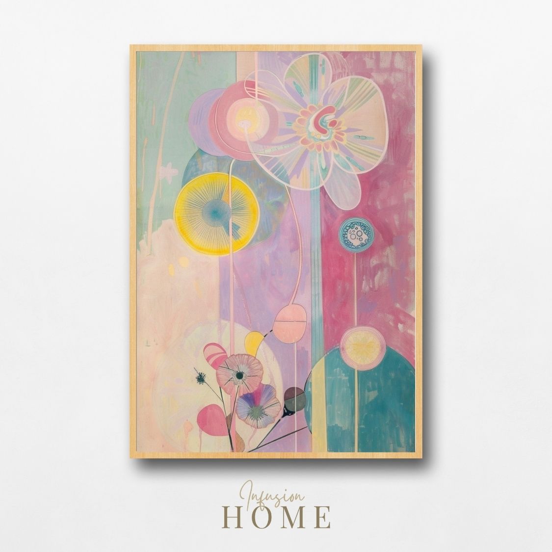 Poster wall art showing 'Blush Botanica – Abstract Flowers in Soft Pink'