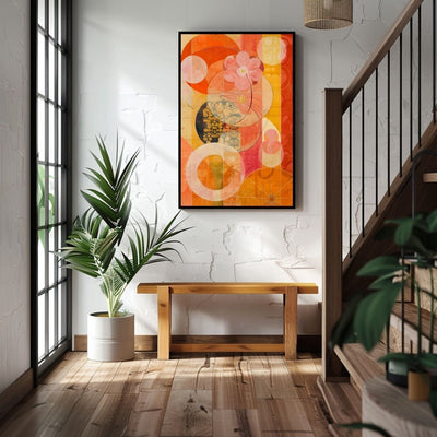 Poster wall art showing 'Bold Floral Impressions – Vibrant Art Canvas' in an entryway