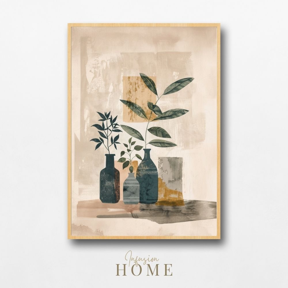 Poster wall art showing 'Botanical Simplicity – Minimalist Boho Greenery Display'