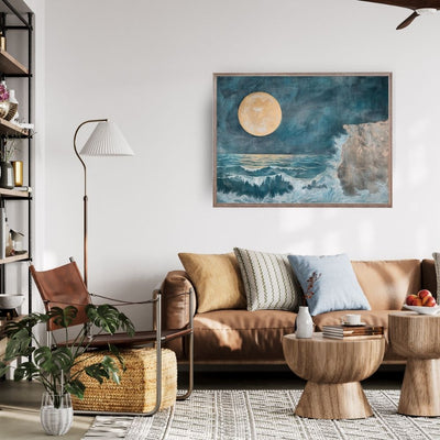 Cliffside Reverie – Stormy Ocean under a Majestic Moon - Infusion Home