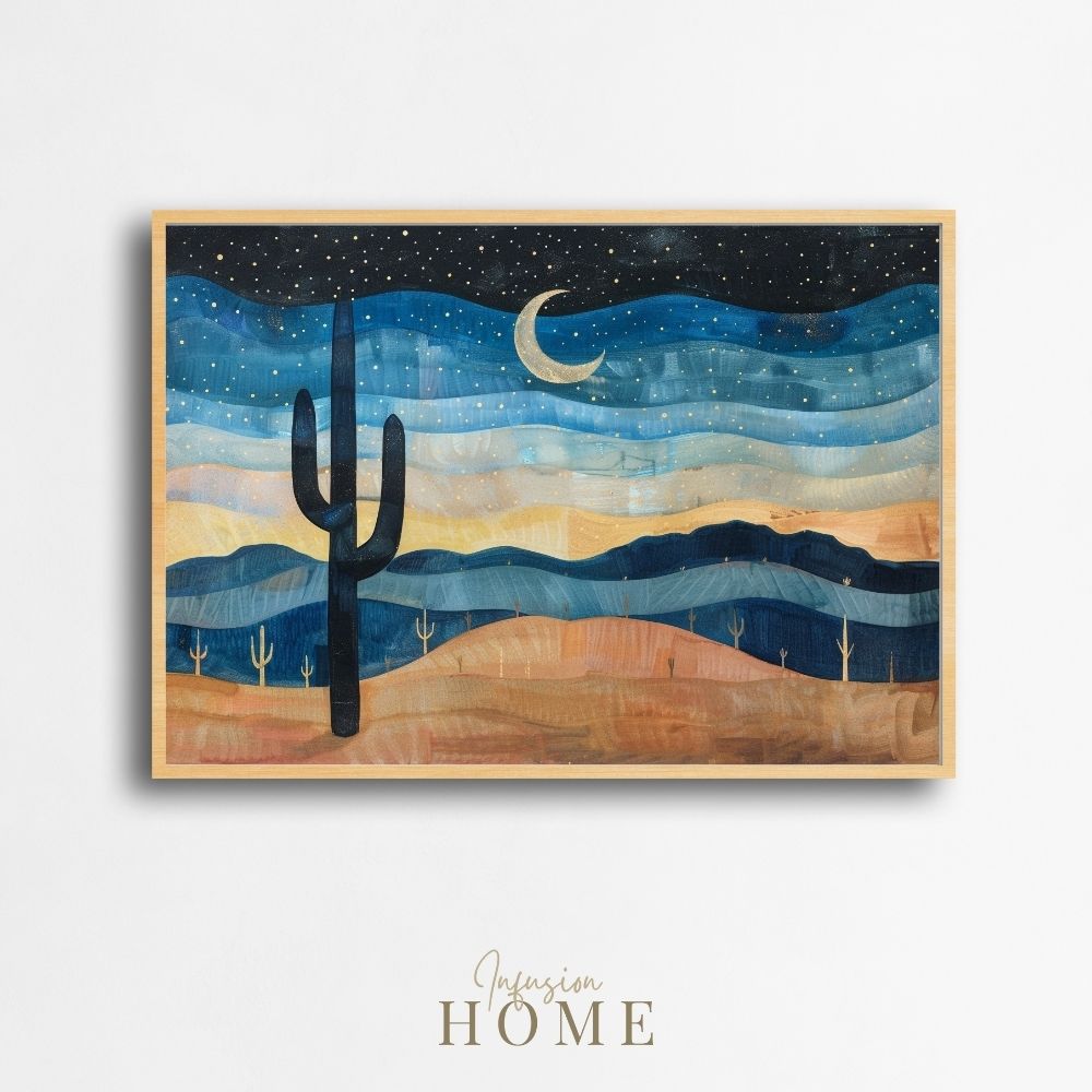 Desert Starscape – Cactus Under a Starry Sky - Infusion Home