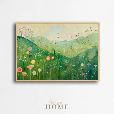 Poster wall art showing 'Enchanted Valley – Wildflowers with Butterfly Whispers'