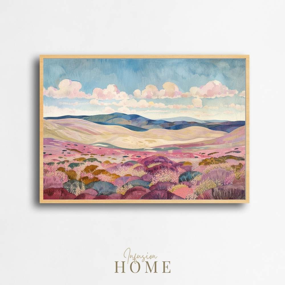 Poster wall art showing 'Ethereal Heather – Clouds Drift Over Highland Moors'