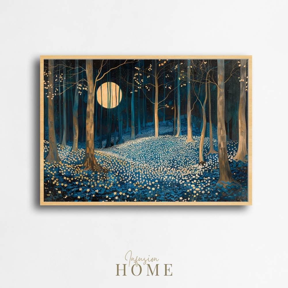 Poster wall art showing 'Floral Moonlight – A Carpet of Flowers in the Night'