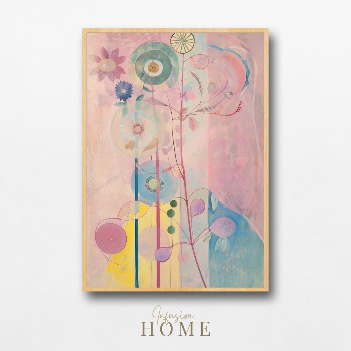 Poster wall art showing 'Floral Mystique – Pink Tones in Neutral Canvas'