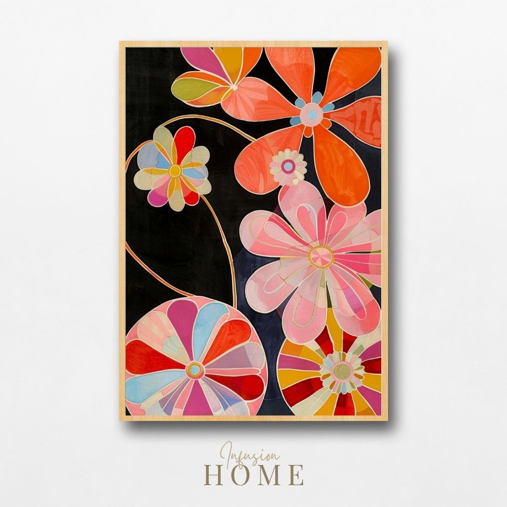 Poster wall art showing 'Floral Spectrum – Bright Colors in Flower Design'