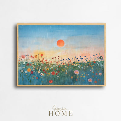 Floral Sunset – Wildflowers Under a Vivid Sky - Infusion Home