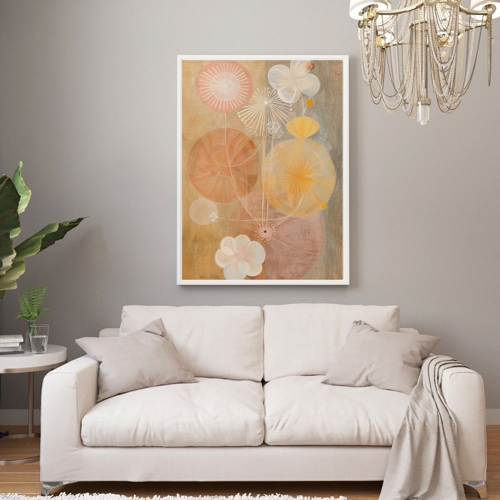 Floral Tranquility Art Print – Soft Pink and Neutral Botanical Abstract - Infusion Home