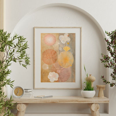 Floral Tranquility Art Print – Soft Pink and Neutral Botanical Abstract - Infusion Home