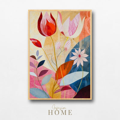 Poster wall art showing 'Floral Tranquility – Pink and Neutral Abstract'