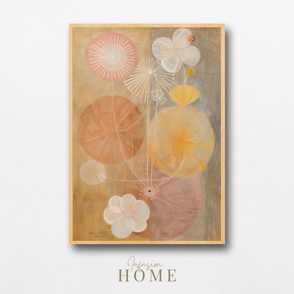 Floral Tranquility Art Print – Soft Pink and Neutral Botanical Abstract - Infusion Home