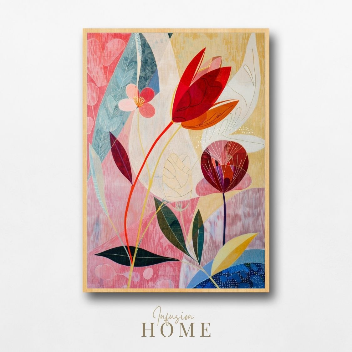 Poster wall art showing 'Floral Whisper – Neutral Hues with Pink Depths'