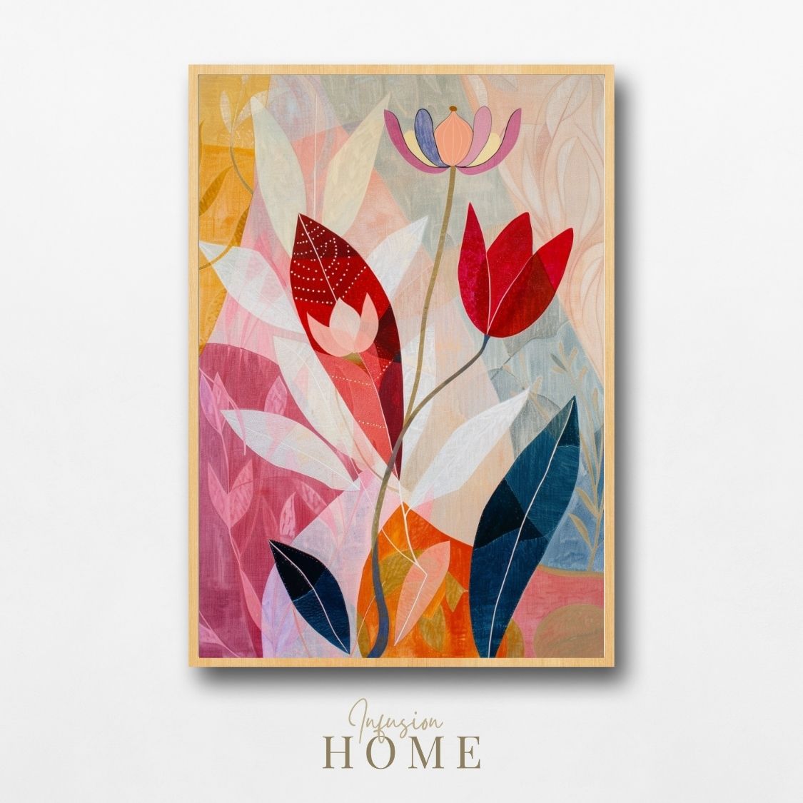 Poster wall art showing 'Flower Echo – Neutral and Pink Depth'