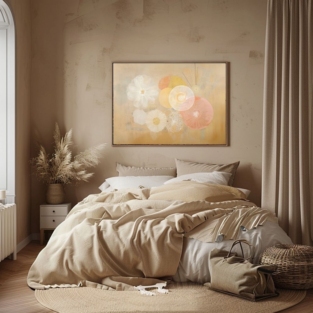 Flower Whisper Giclée Print – Neutral Tones with Pink Accents - Infusion Home