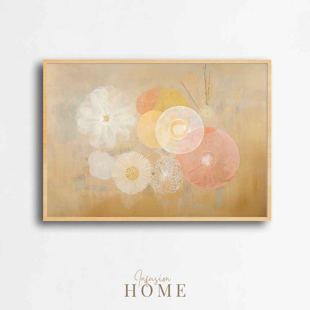 Flower Whisper Giclée Print – Neutral Tones with Pink Accents - Infusion Home