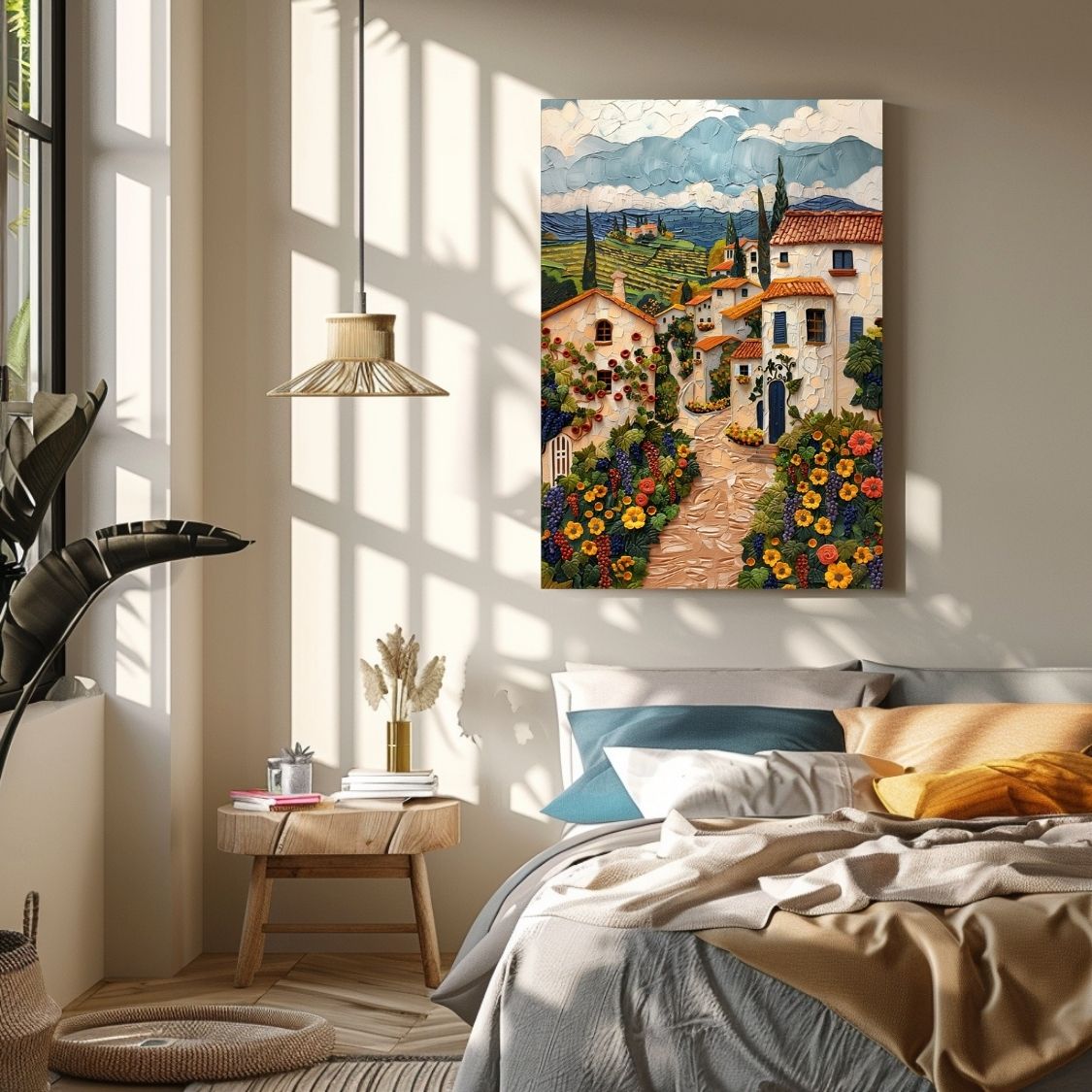 French Country - Quaint Villages in Summer Impasto Art - Infusion Home