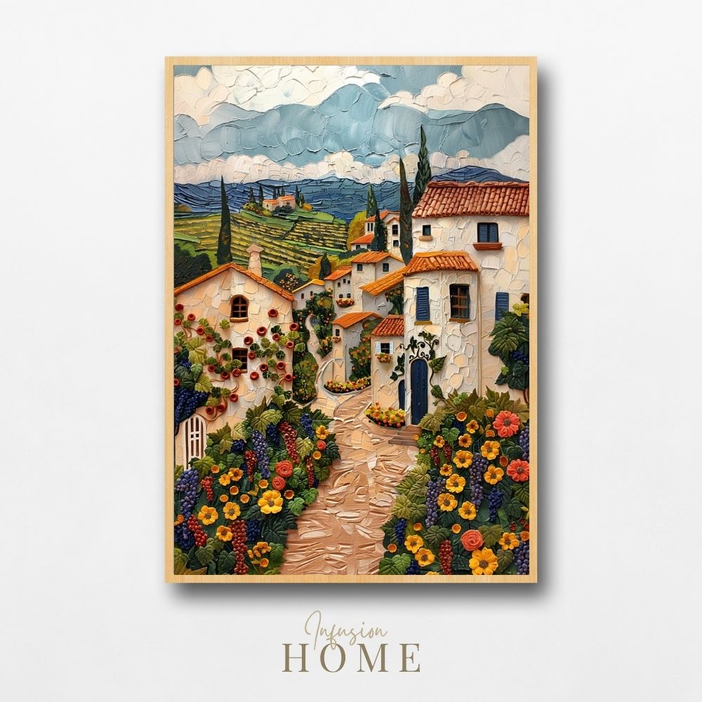 Poster wall art showing 'French Country - Quaint Villages in Summer Impasto Art'