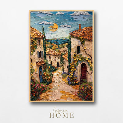 Poster wall art showing 'French Summer - Impasto Art of Quaint Cottages'