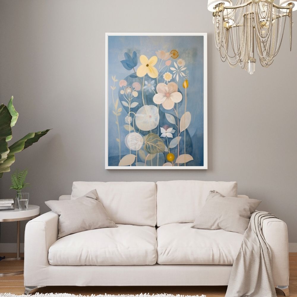 Gentle Petals Giclée Print – Neutral Canvas with Pink Floral Elegance - Infusion Home