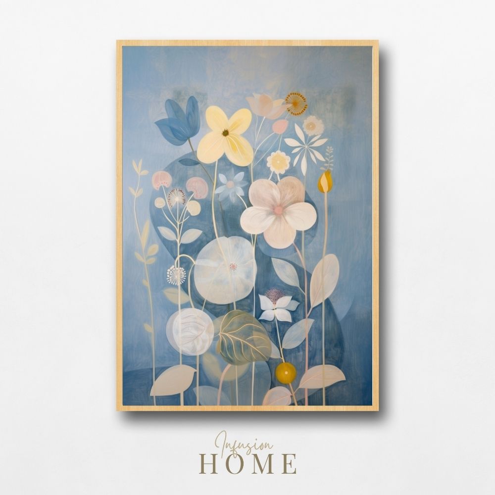 Gentle Petals Giclée Print – Neutral Canvas with Pink Floral Elegance - Infusion Home