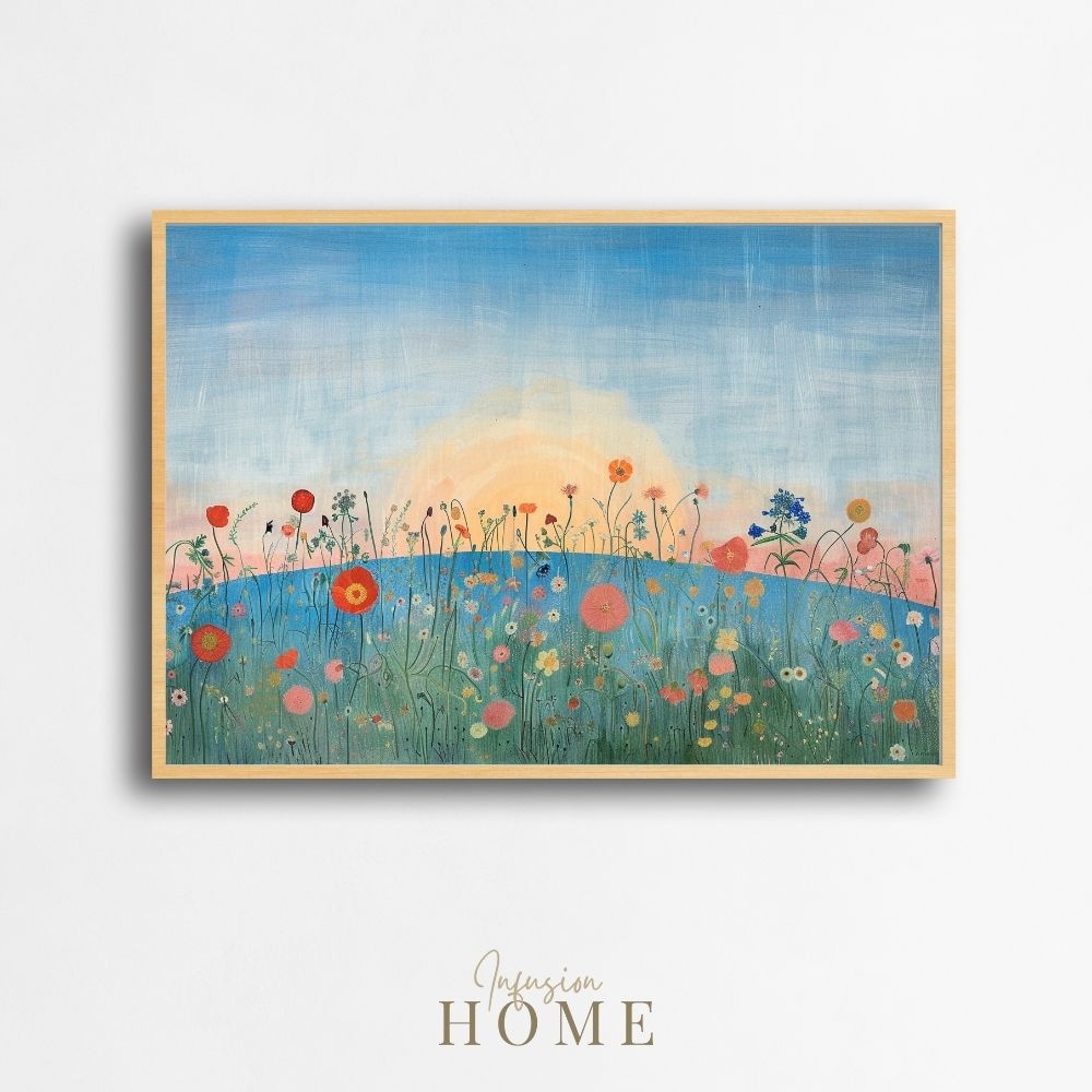 Poster wall art showing 'Golden Hour Florals – Wildflowers at Sunset'