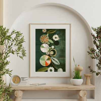 Green Velvet Florals Giclée Print – Dark Botanical Elegance - Infusion Home