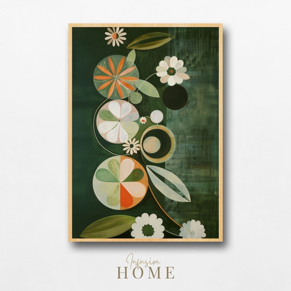 Green Velvet Florals Giclée Print – Dark Botanical Elegance - Infusion Home