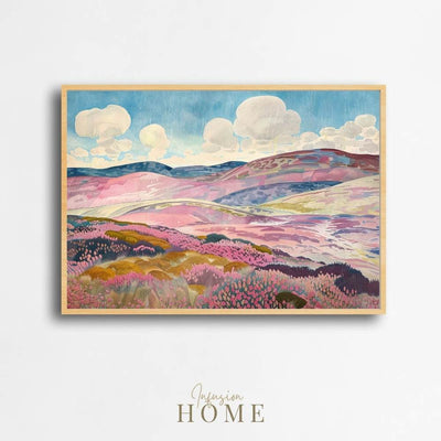 Poster wall art showing 'Highland Serenity - Heather Beneath the Clouds'