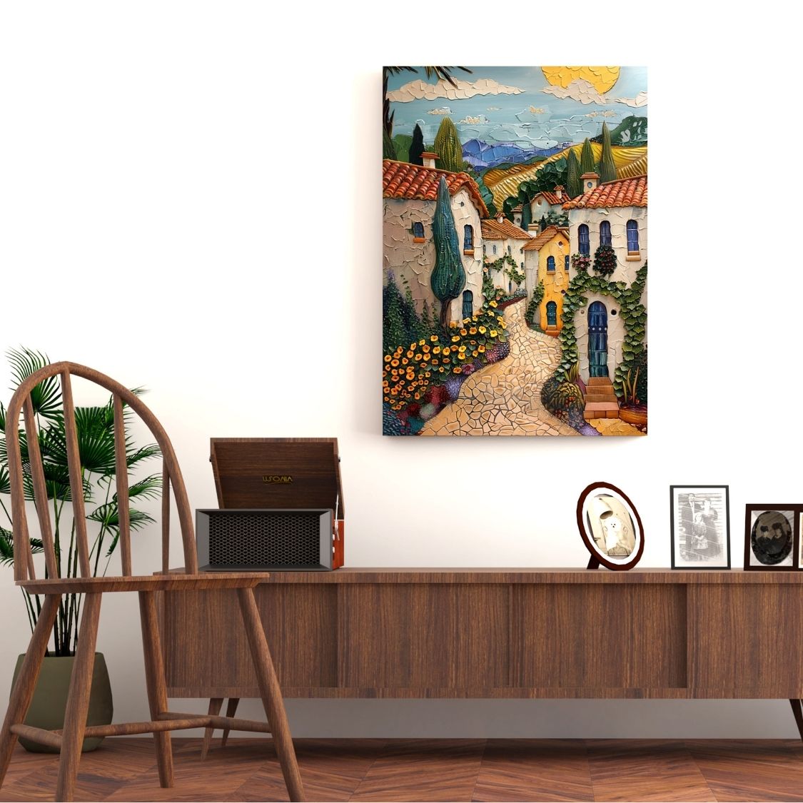 Sunlit Serenity - Impasto Artwork of a French Village - Infusion Home