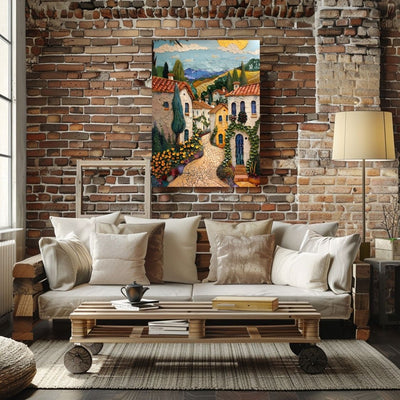 Sunlit Serenity - Impasto Artwork of a French Village - Infusion Home