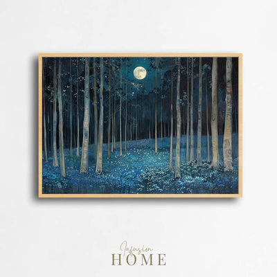 Poster wall art showing 'Moonlit Bloom – Flowers Under Forest Shadows'