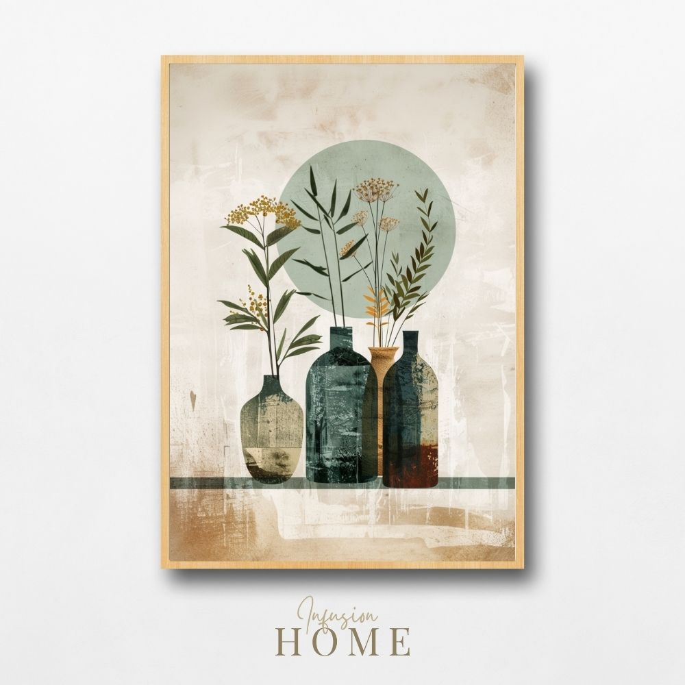 Poster wall art showing 'Natural Boho Minimalism – Floral Vase Artwork'