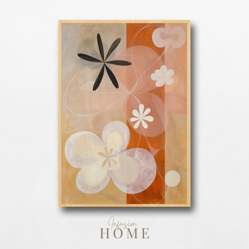 Petal Impressions Art Print – Pink and Neutral Floral Elegance - Infusion Home