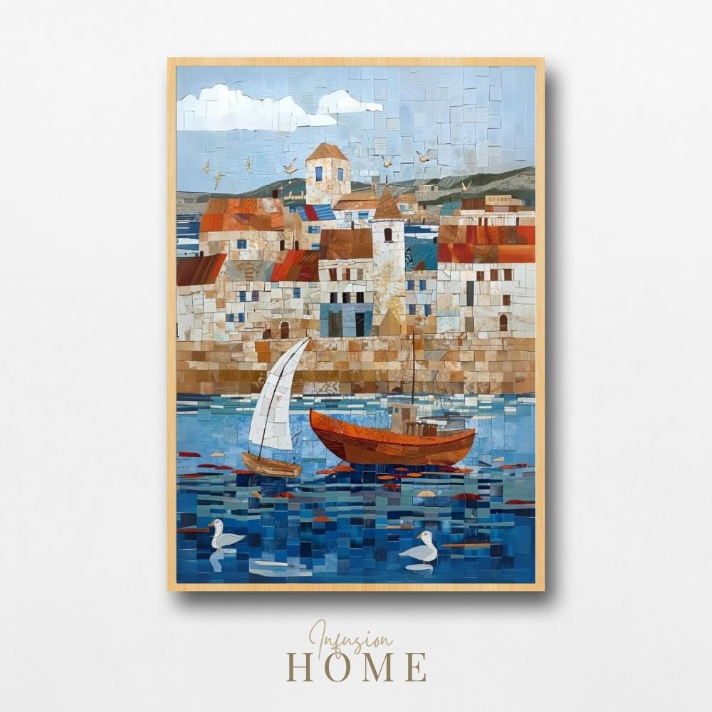 Poster wall art showing 'Pier Peace - Tranquil Seaside Mosaic'