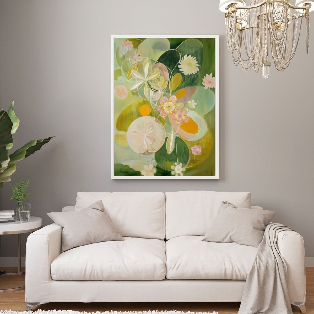 Radiant Garden Giclée Print – Bold Green Floral Design - Infusion Home