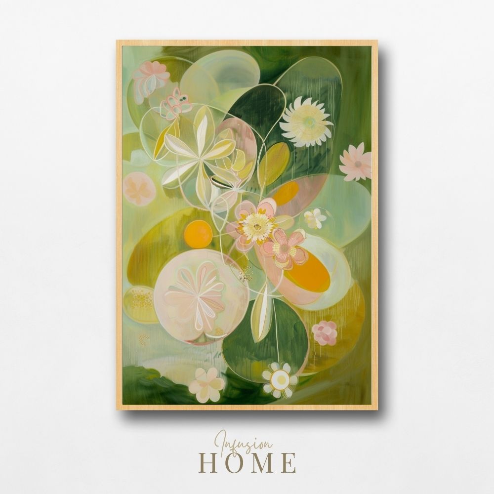 Radiant Garden Giclée Print – Bold Green Floral Design - Infusion Home