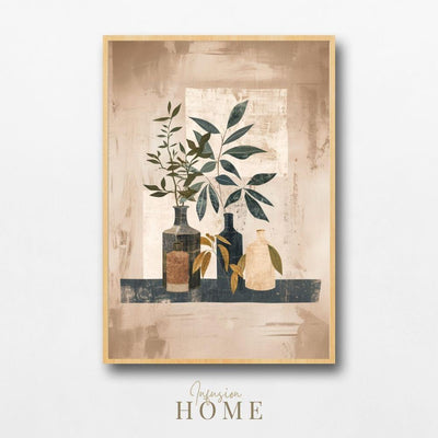 Subtle Boho Flora – Earth Tone Vase Art - Infusion Home